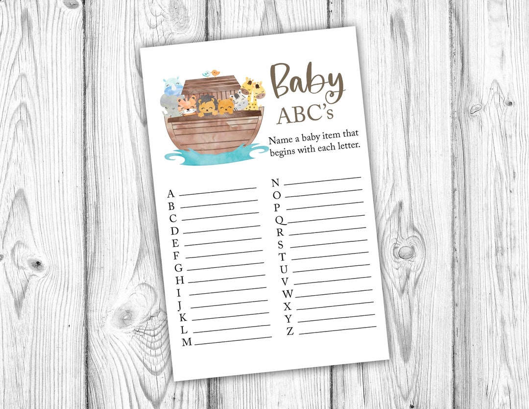 Noah's Ark Baby Abc's Game, Noah's Ark ABC Game, Noah's Ark Baby Shower ...