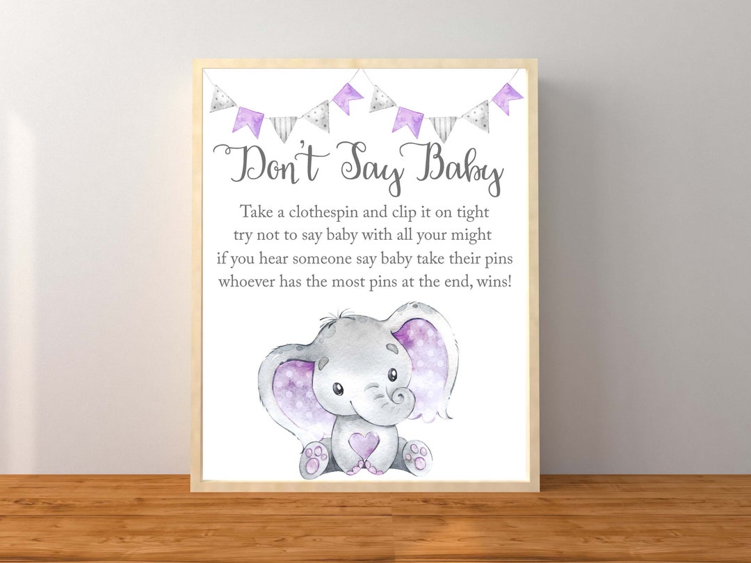 Don't Say Baby, Don't Say Baby Elephant, Elephant Baby Shower Game ...