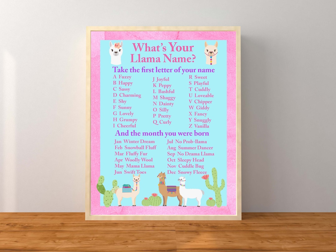 Llama Party, Llama Name Game, What's Your Llama Name, Llama Party
