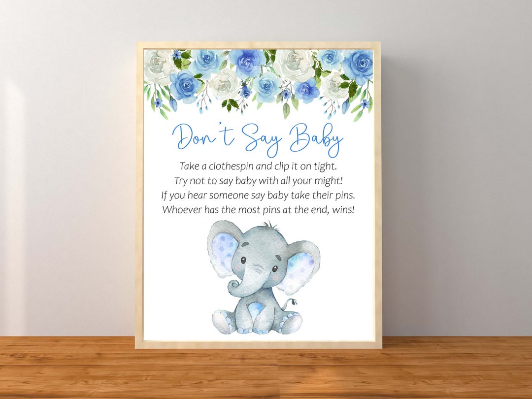 Don't Say Baby, Elephant Don't Say Baby, Elephant Baby Shower Game ...