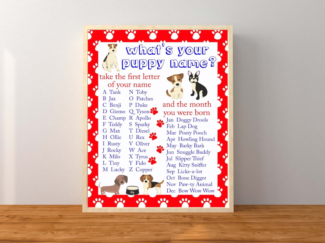 Puppy Name Game Printable, What's Your Puppy Name Game, Puppy Party
