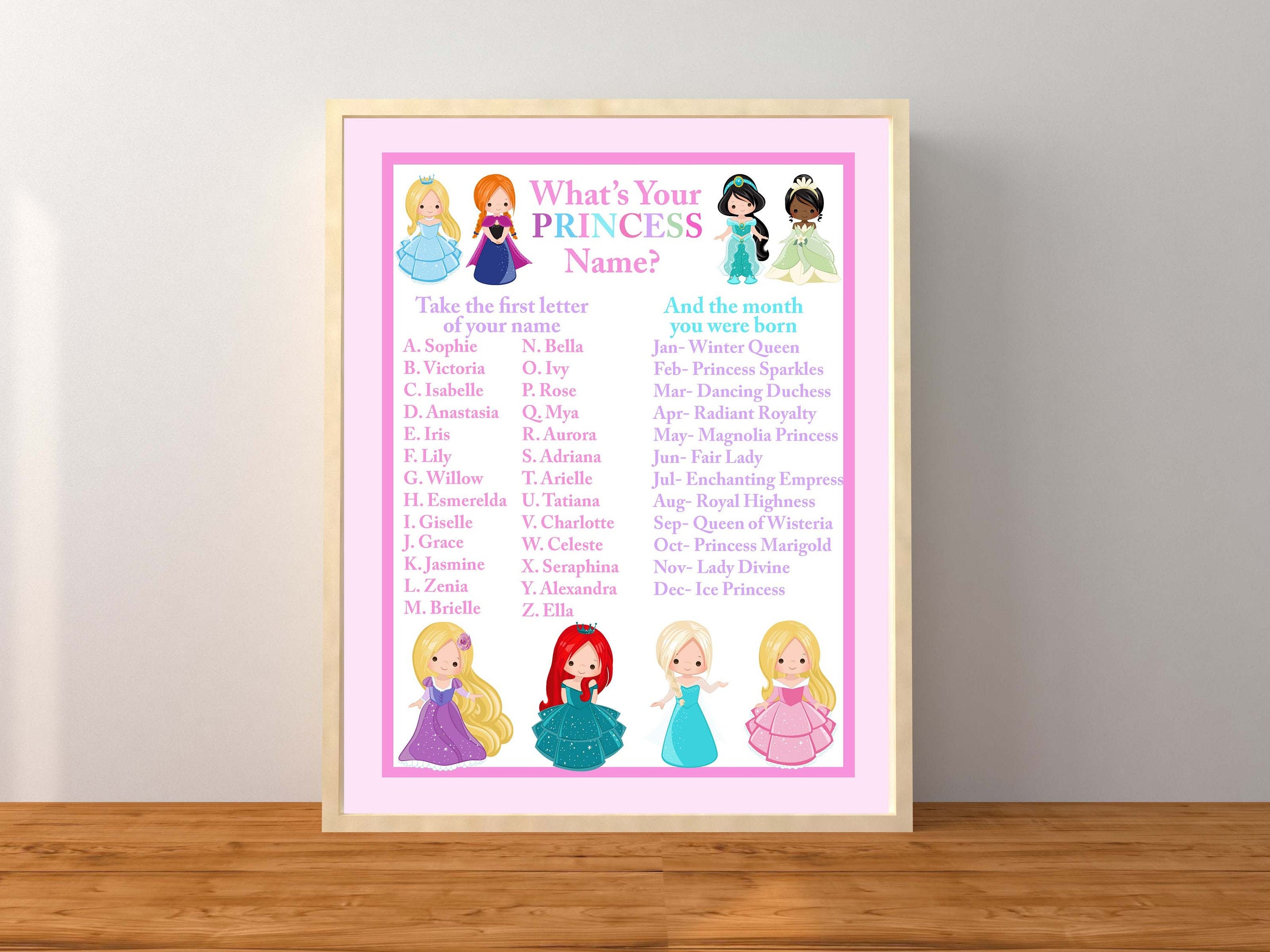 Princess Party Princess Name Game What's Your Princess - Etsy