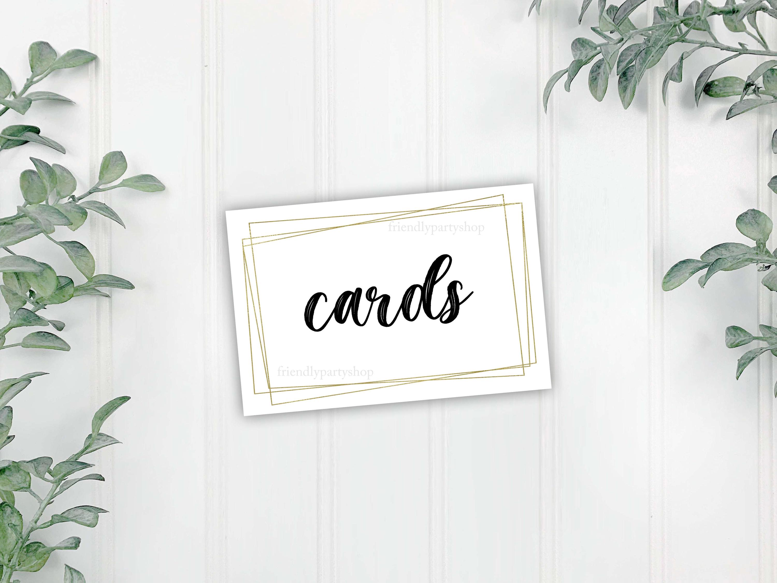 Small Cards Sign, Graduation Cards Basket Card Sign, 4x6 Inch Gold ...