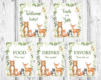 Woodland Baby Shower, Woodland Baby Shower Signs, Woodland Baby Shower, Gender Neutral Baby Shower, Woodland Signs, Printable