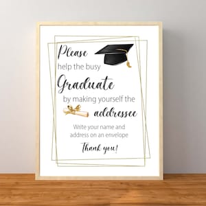 Graduierung schreiben Sie Ihre Adresse auf einen Umschlag-Zeichen, Adressat Zeichen, Graduierung Party Zeichen, Graduierung Dekorationen, sofortiger Download druckbar