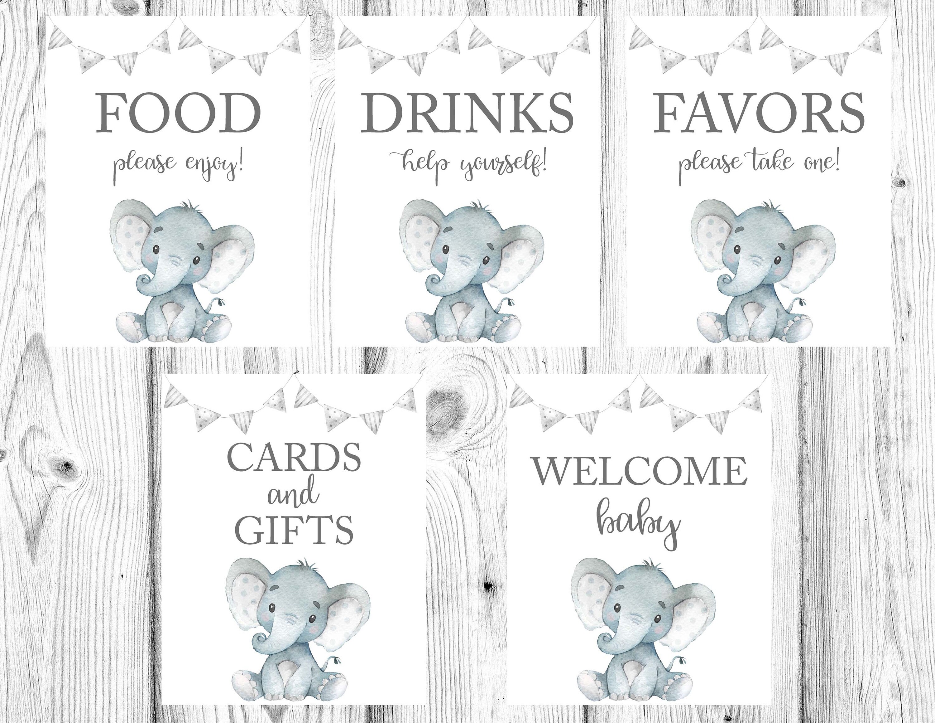 Elephant Baby Shower Elephant Baby Shower Printables Gray | Etsy
