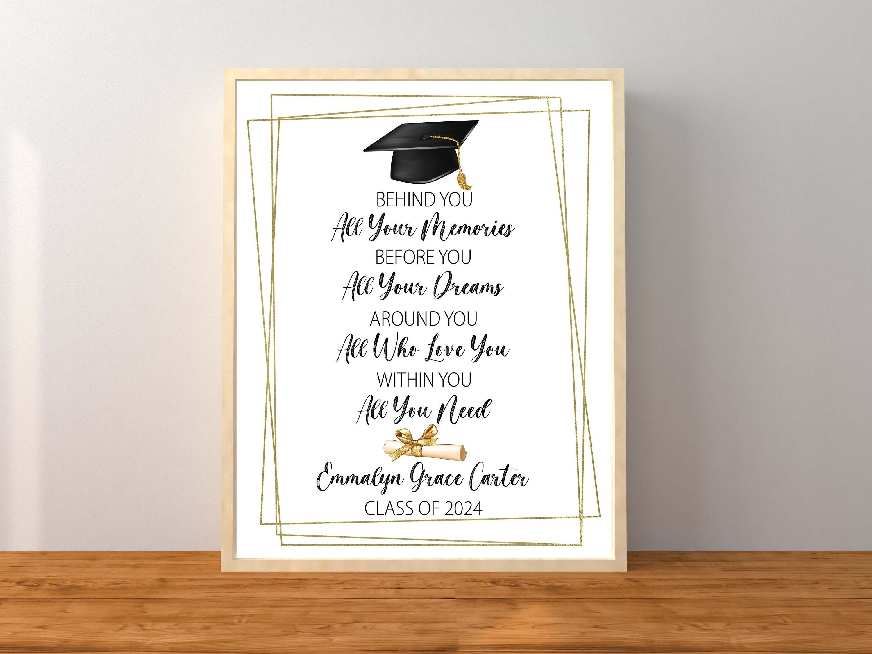 Personalized Behind You Graduation Sign, Custom Black and Gold ...