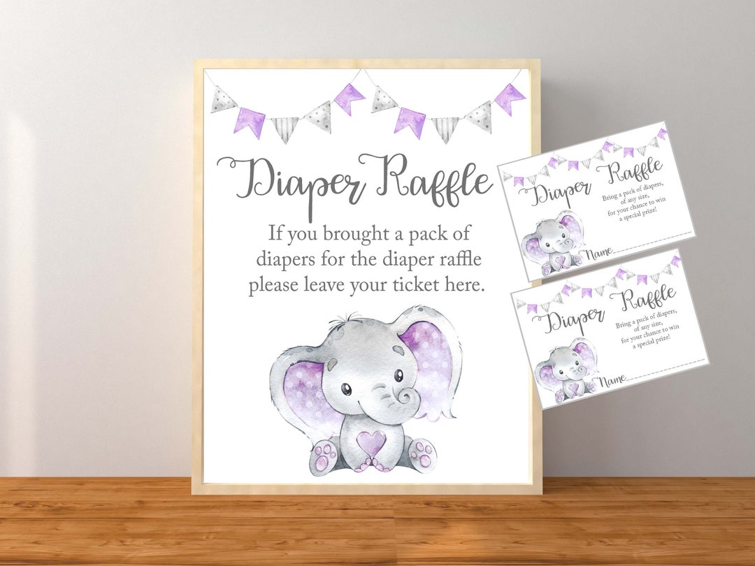 Diaper Raffle, Elephant Diaper Raffle, Elephant Baby Shower Game ...