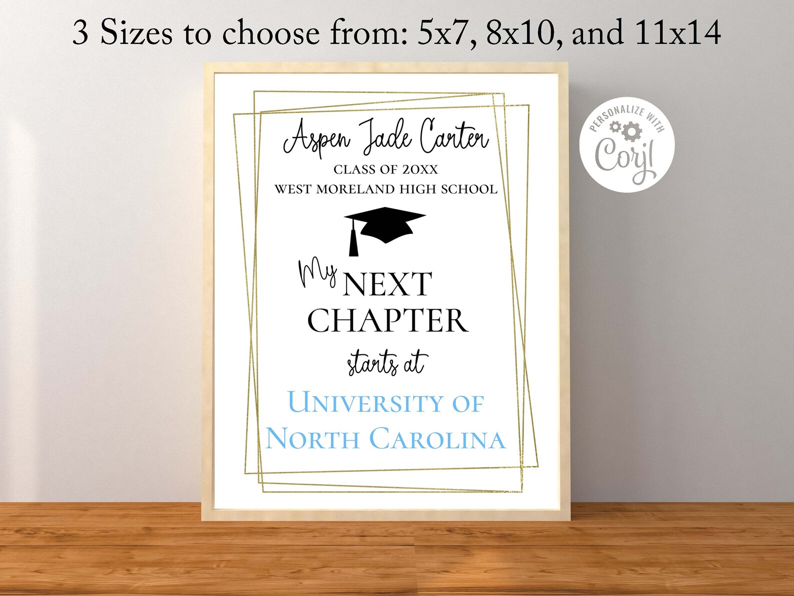 Custom Graduation Sign, Personalized My Next Chapter Black and Gold ...