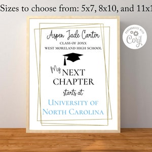 Custom Graduation Sign, Personalized My Next Chapter Black and Gold ...
