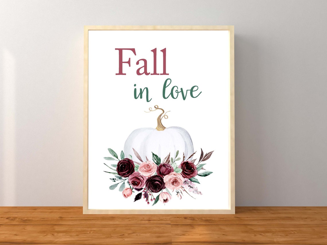 Fall in Love Sign Pumpkin Shower 8x10 Pumpkin Printable - Etsy