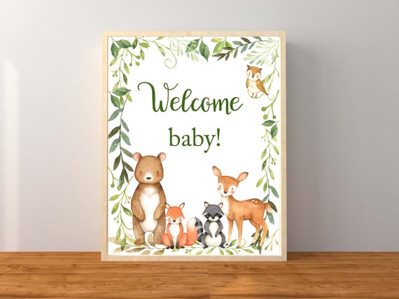 Woodland Baby Advice Cards For Baby Shower – Jungle Animals Theme, 50 Cards & Sign, Gender Neutral
