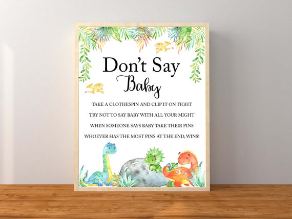 Roowest Dinosaur Baby Shower Game Set - 'Don't Say Baby' Sign & 50 Felt Dinosaur Necklaces For Party Favors - View #7