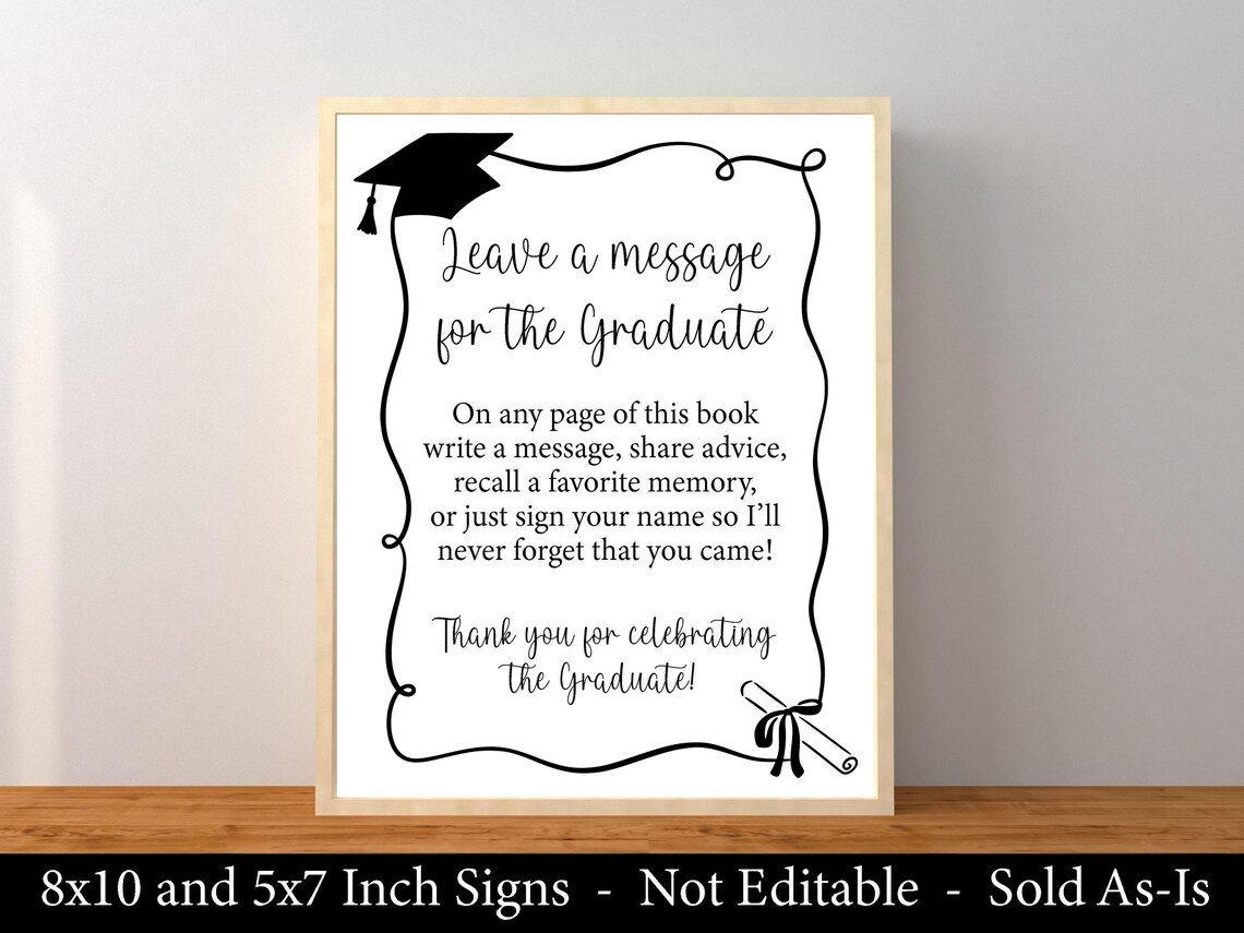 Graduation Message Book Graduation Guest Book Sign, Leave a Message for the Graduate Advice and ...