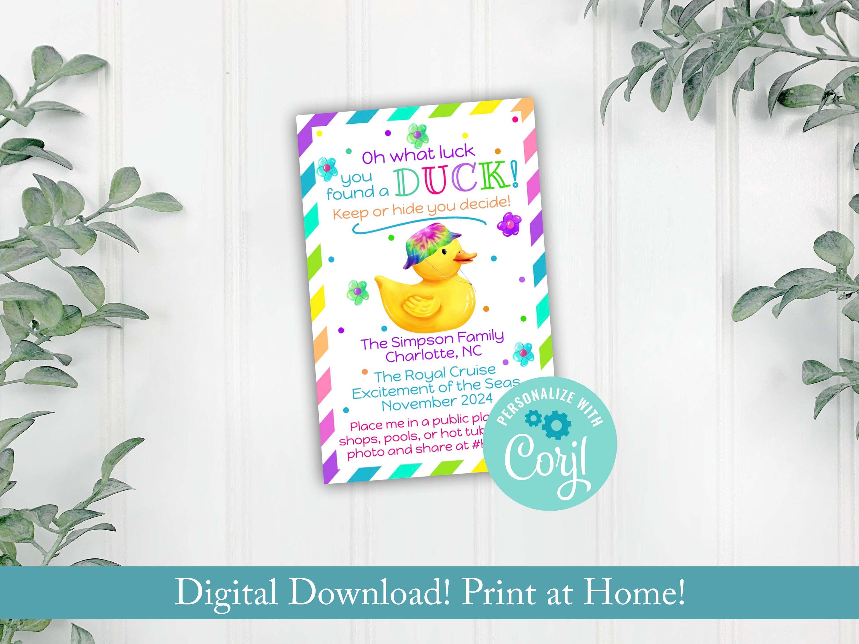Editable Cruising Duck Tags, Cruise Ship You Found a Duck Tag, Rubber Ducky You've Been Ducked, Corjl Editable Template, Printable Download