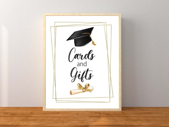 grad cards Graduation and Gifts Sign, Graduation Party Signs, Graduation Decorations, Gift Tabletop Sign, Instant Download Printable Hand Drawn Graduation Card Pictura - Tossing Caps Graduation