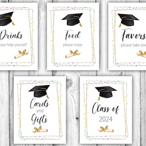 Graduation Party Decorations, Graduation Bundle, Graduation Cards and Gifts, Food, Drinks, Favors, Tabletop Sign, Instant Download Printable