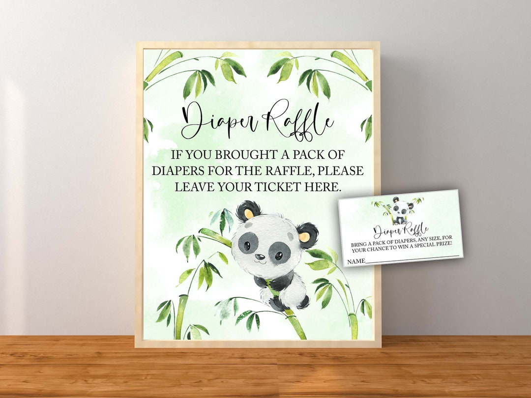 Panda Diaper Raffle Kit, Panda Bear Diaper Raffle Sign and Cards ...