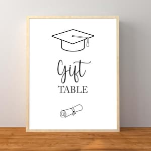 Enseigne de table cadeau de remise des diplômes, enseignes de fête de remise des diplômes, plaque de cartes et cadeaux de remise des diplômes, décorations de remise des diplômes, téléchargement immédiat imprimable