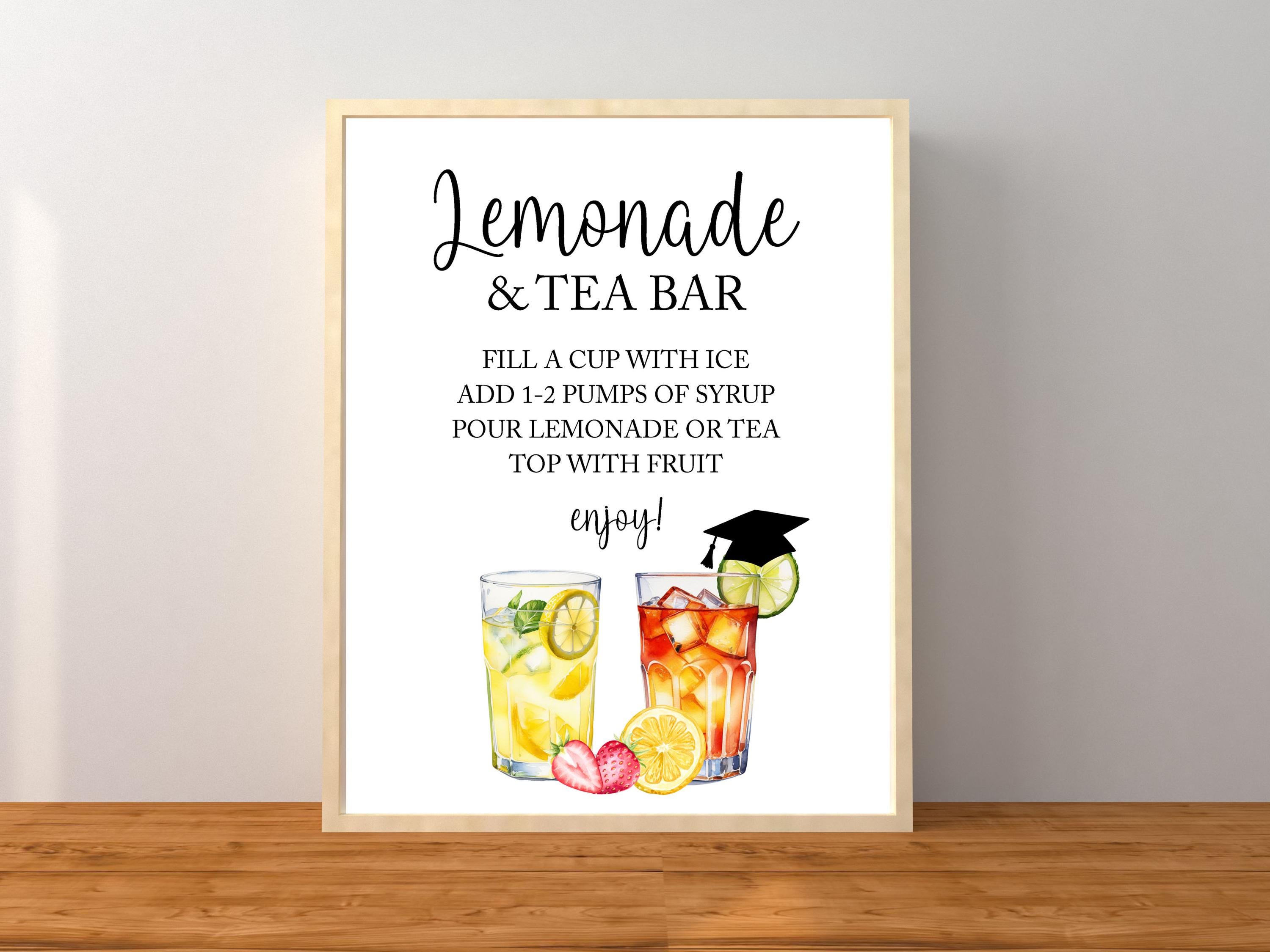 Graduation Lemonade and Tea Bar Sign Menu, Graduation Party Drink ...
