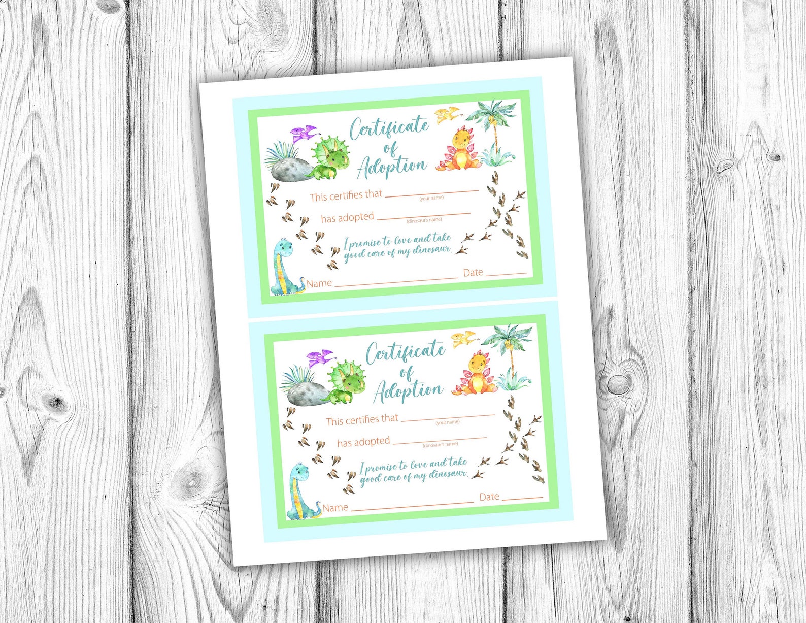 Adopt a Dinosaur Printable Dinosaur Birthday Party Dinosaur - Etsy