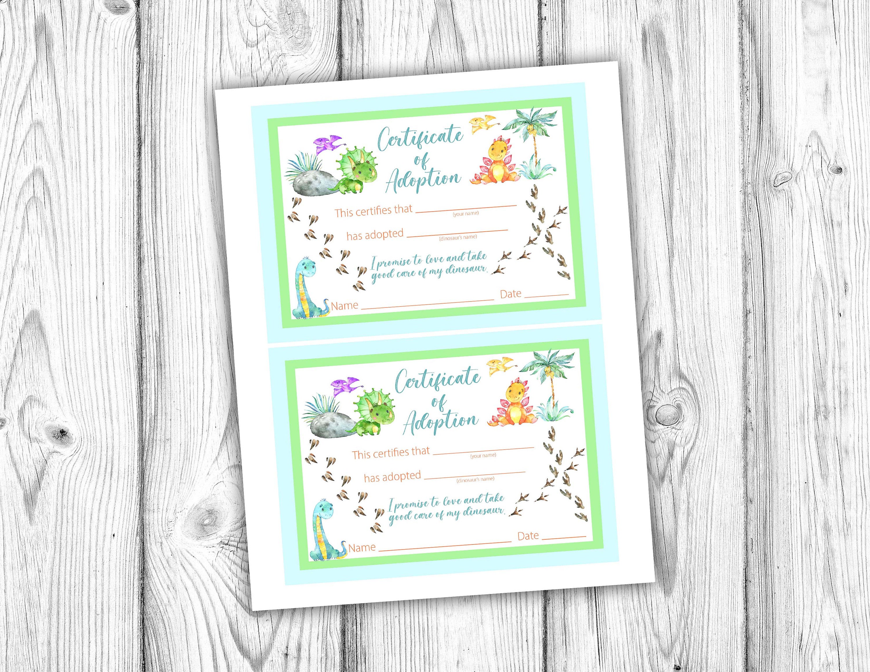 Adopt a Dinosaur Printable Dinosaur Birthday Party Dinosaur Etsy