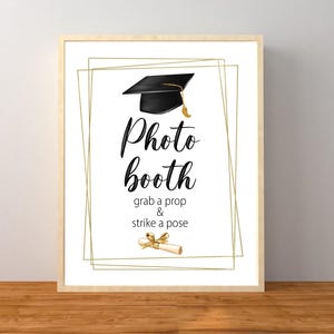 Graduation Photo Booth Sign, Black and Gold Graduation Party ...
