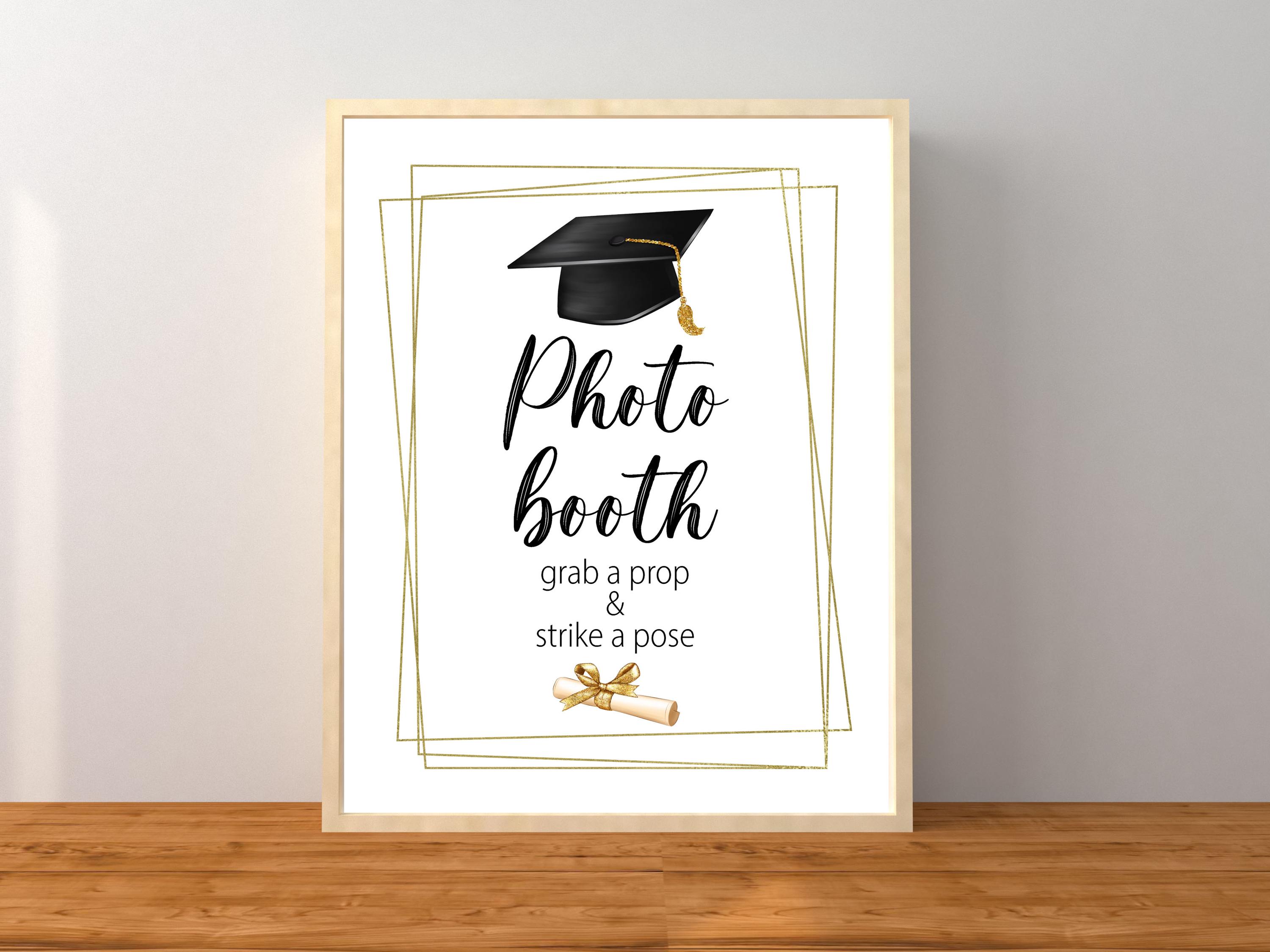 Graduation Photo Booth Sign, Black and Gold Graduation Party ...