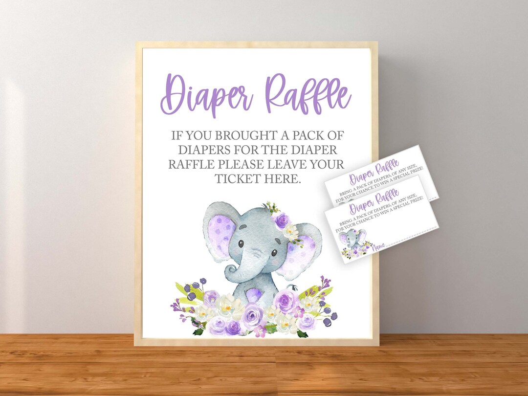 Diaper Raffle, Elephant Diaper Raffle, Elephant Baby Shower Game ...