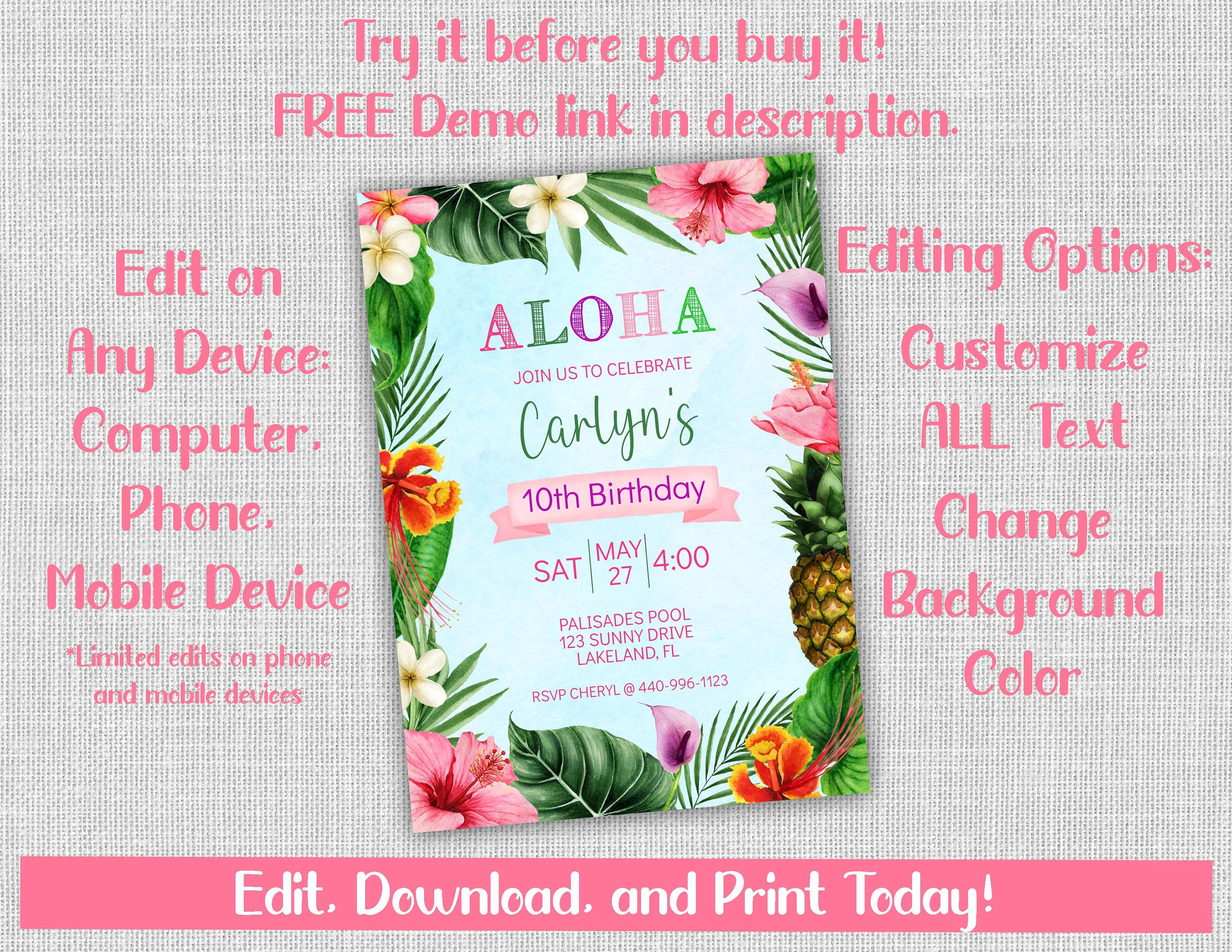 Free Printable Luau Invitations Templates