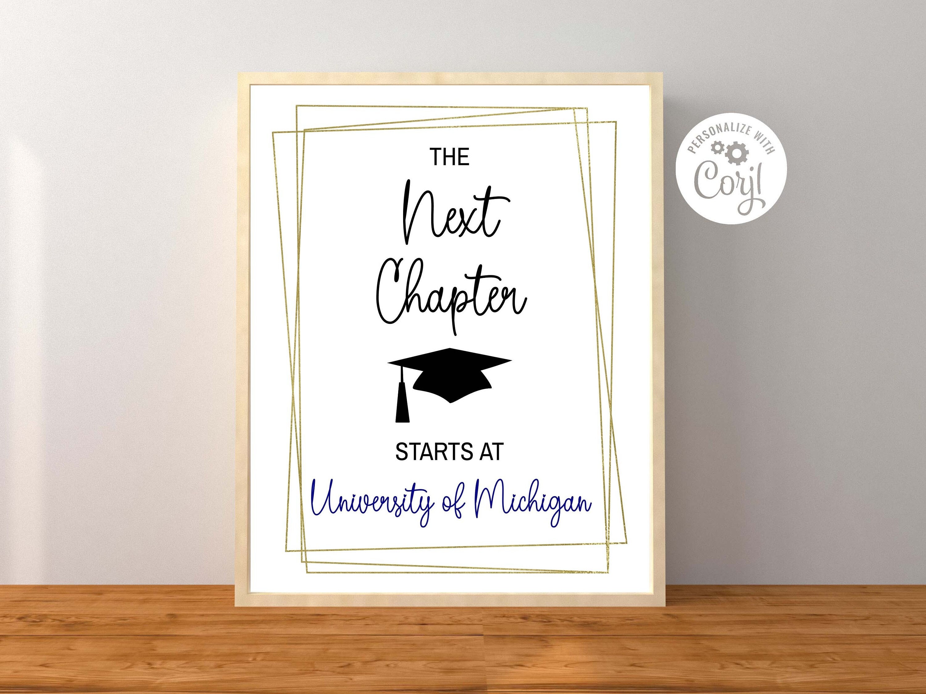 Custom Graduation Sign, Personalized the Next Chapter Black and Gold ...
