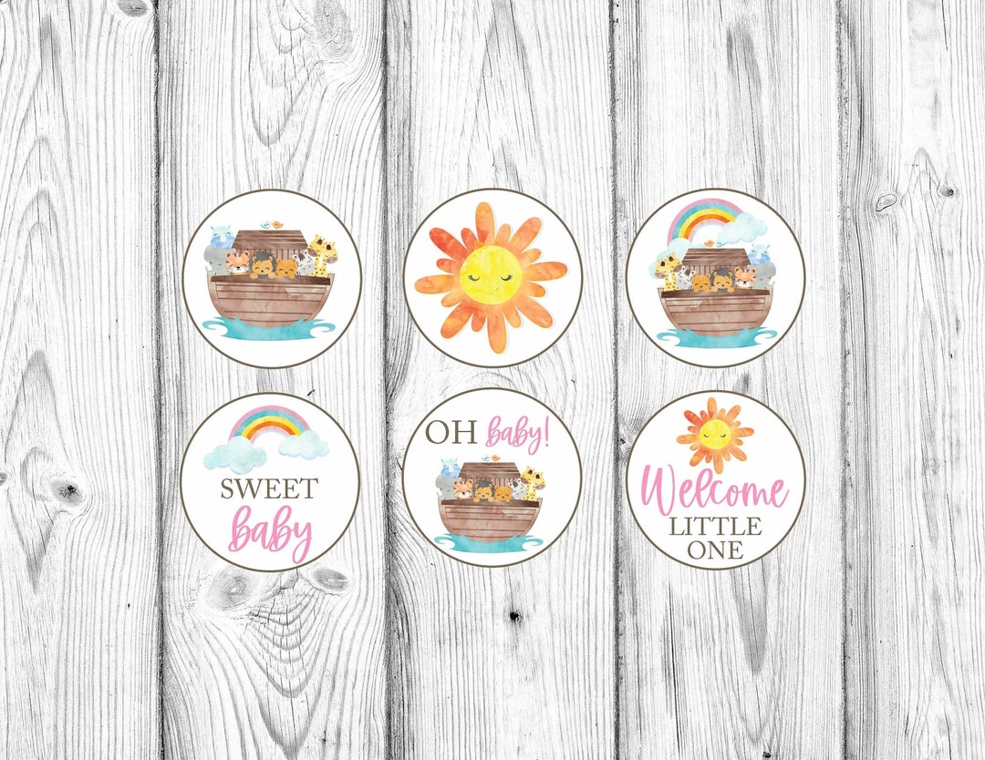Girls Noah's Ark Cupcake Toppers, Girl Noah's Ark Baby Shower ...