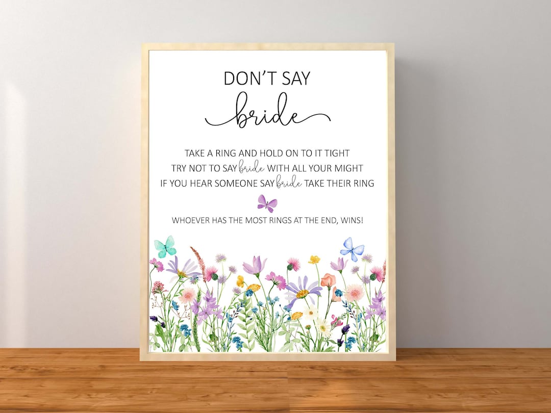 Wildflower Don't Say Bride Game, Wildflower Floral Bridal Shower Ring ...