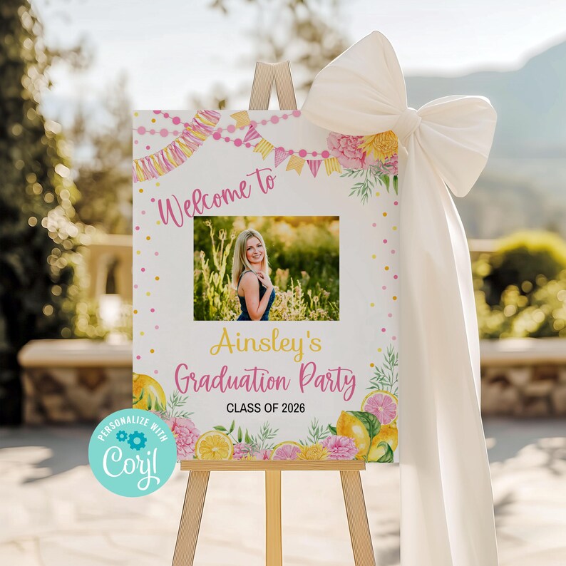 Hello April Graduation Digital Floral Graduation Photo Welcome Sign Poster, She's Freshly ...