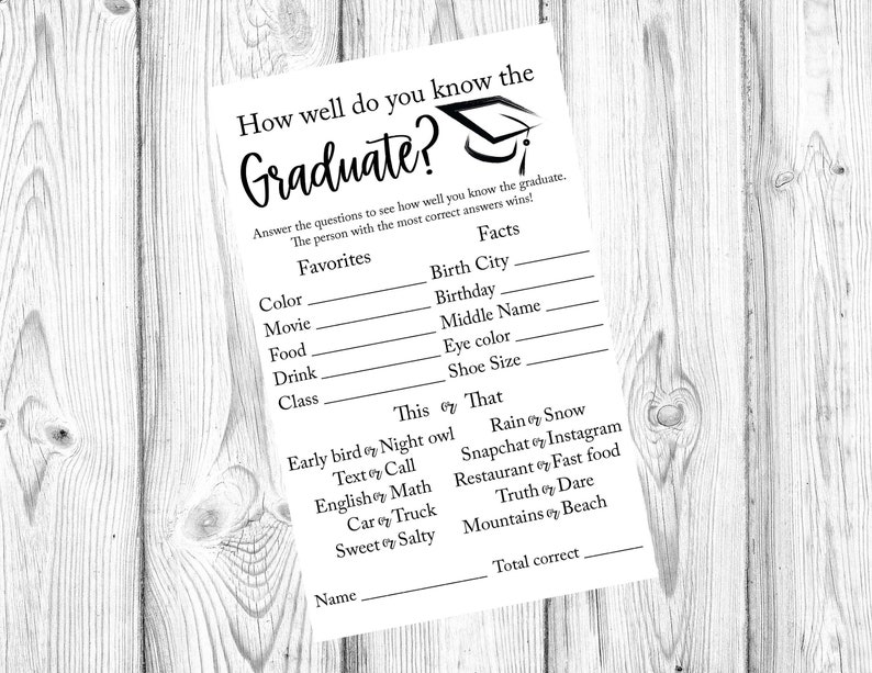 Who Knows the Graduate Best How Well Do You Know the - Etsy