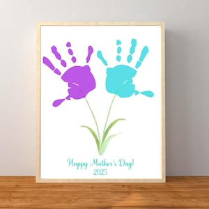 Mother&#39;s Day Handprint Art Craft, Mothers Day Gift, Happy Mother&#39;s Day, Printable Mother&#39;s Day Painting Craft, Instant Download Printable