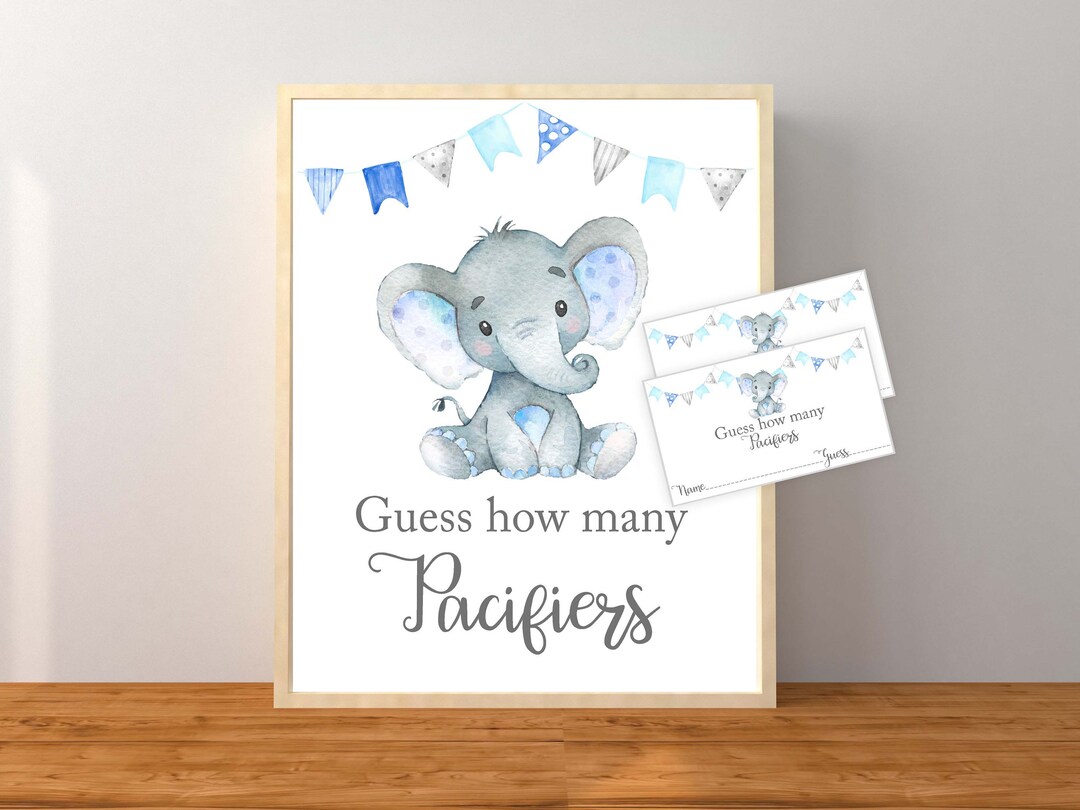 Guess How Many Pacifiers, Pacifiers Baby Shower Game, Elephant Game ...