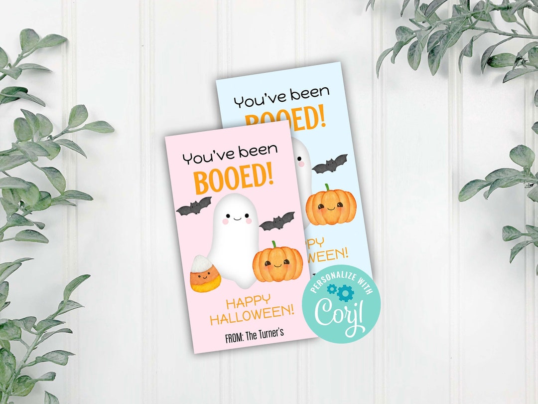 Pink and Blue You've Been Booed Treat Tags, Ghost Boo Favor Tags, Girl ...
