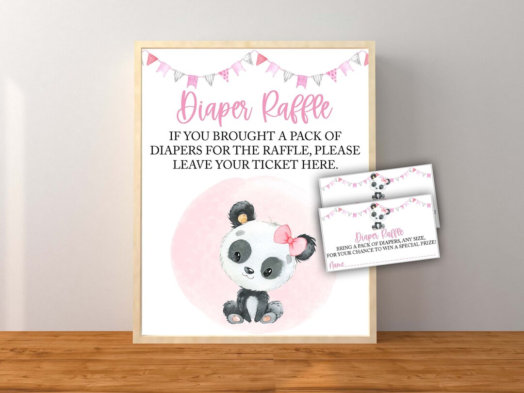 Diaper Raffle, Panda Pink Diaper Raffle Kit, Panda Baby Shower Games ...