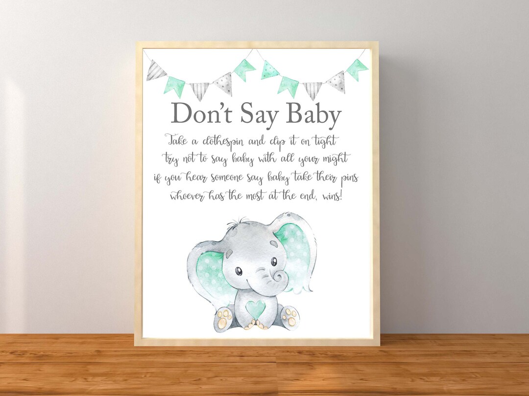 Don't Say Baby, Don't Say Baby Elephant, Elephant Baby Shower Game ...