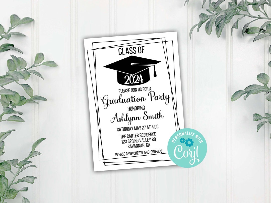 Graduation Party Invitation Card Insert, Editable Graduation Party ...