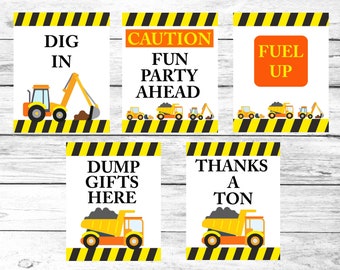 Construction Birthday Party Printables, Construction Birthday Party, Construction Decorations, Construction Signs, Instant Printables