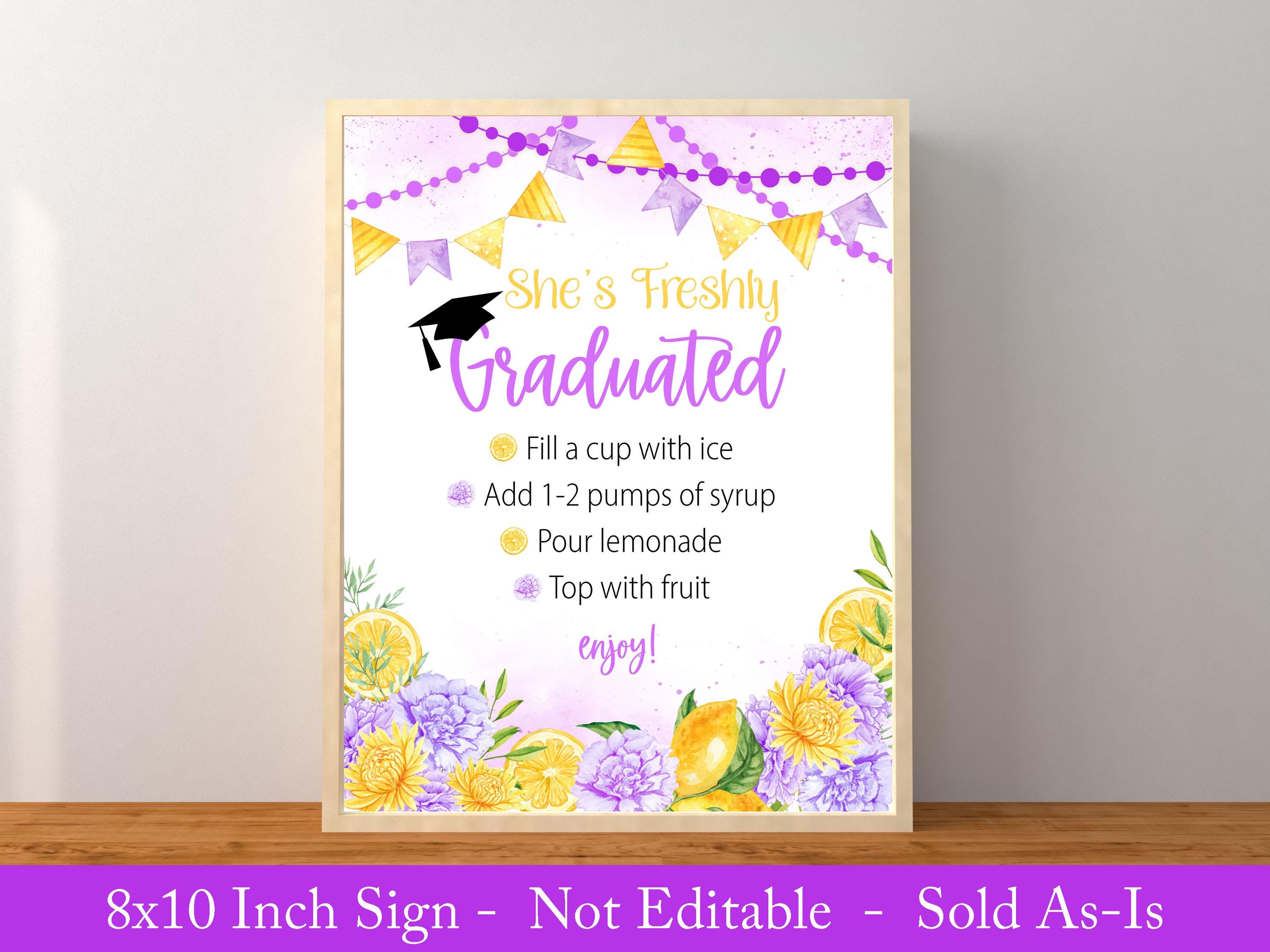 Graduation Lemonade Bar Menu Sign, 2026 Graduation Party Drink Station ...