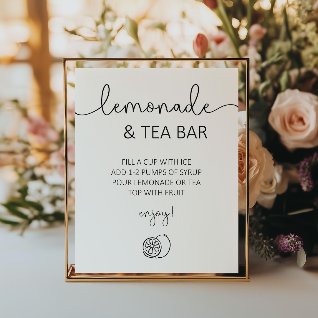 Lemonade and Tea Bar Sign, Birthday Party Drink Station Decorations