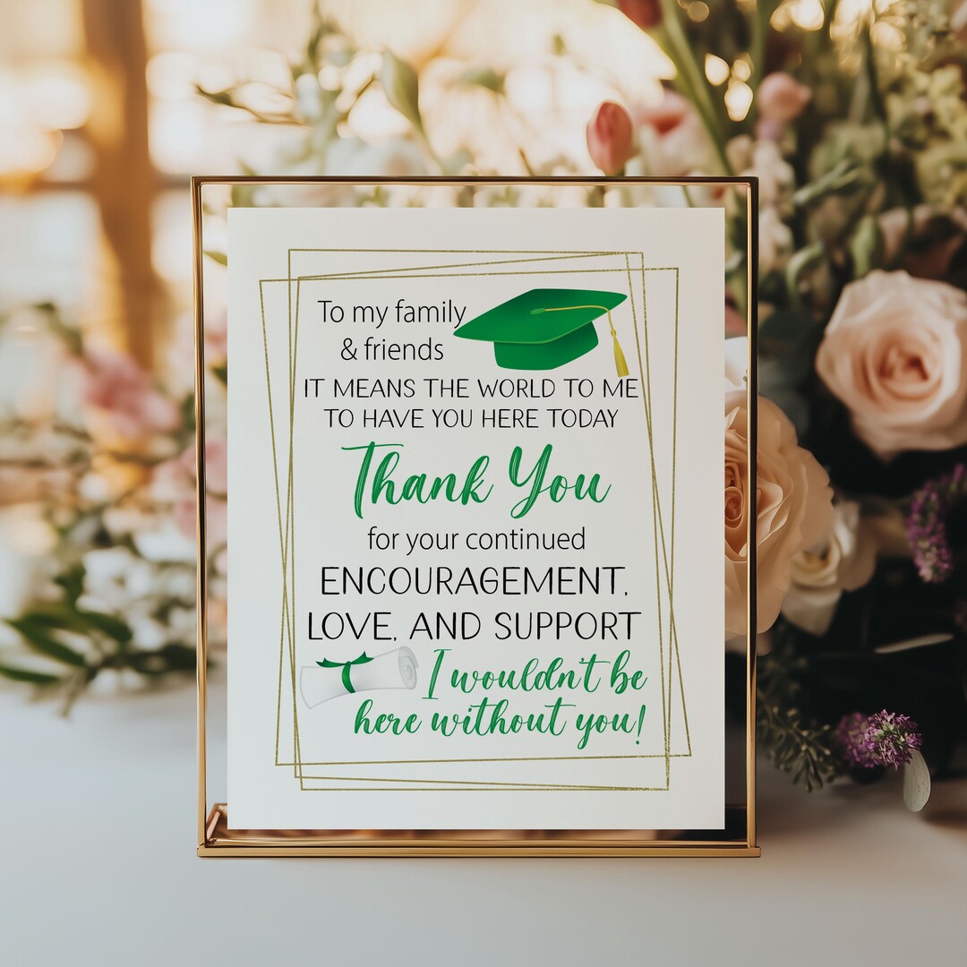 Graduation Family and Friends Thank You Sign, Thanks Favor Tabletop ...