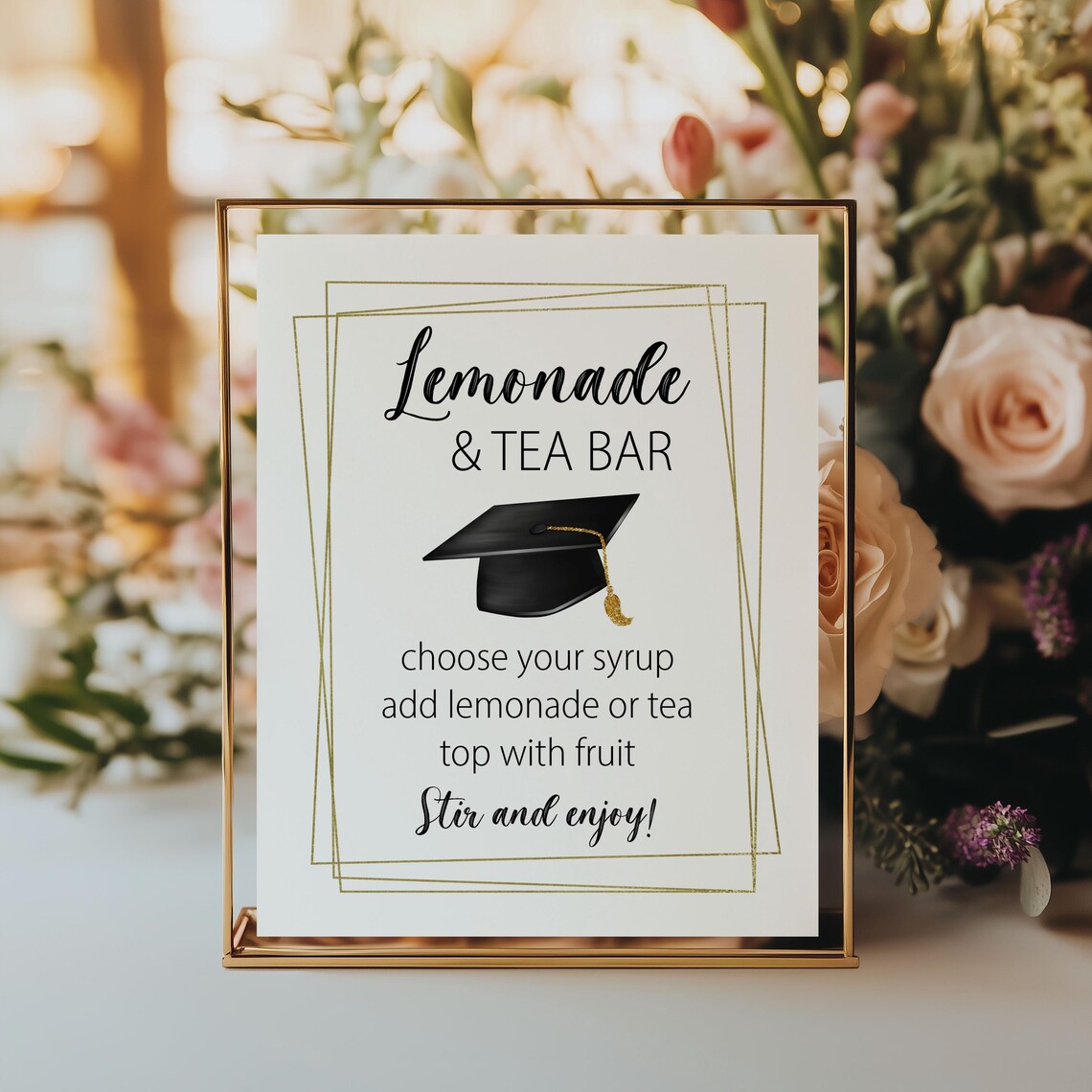 Graduation Lemonade and Tea Bar Sign Menu, Graduation Party Drink ...