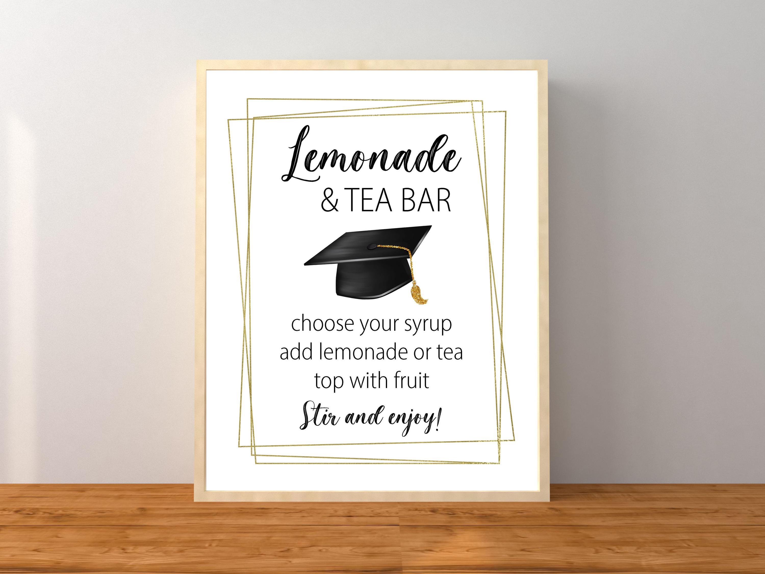 Graduation Lemonade and Tea Bar Sign Menu, Graduation Party Drink ...