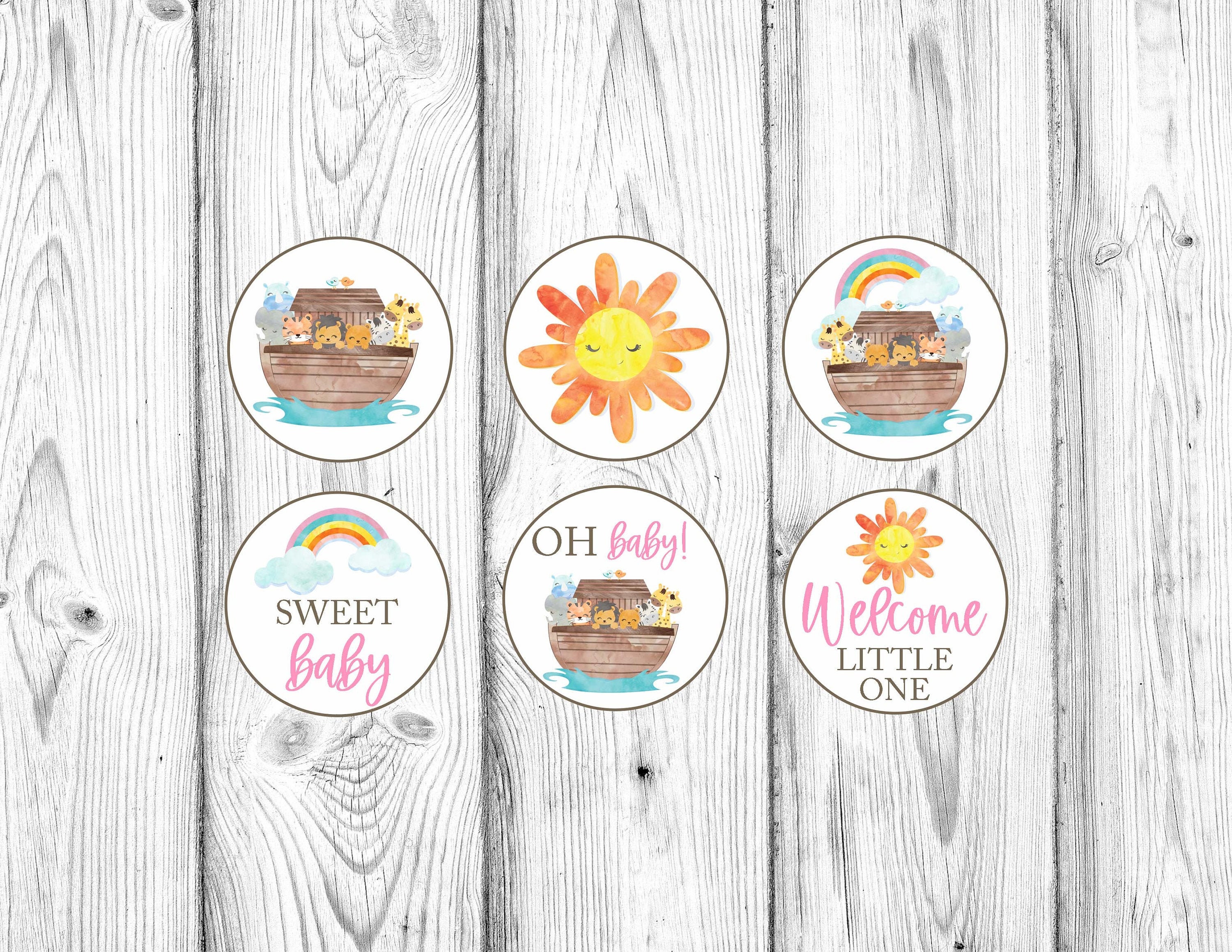 Noah's Ark Cupcake Toppers Girl Baby Shower Noah's | Etsy
