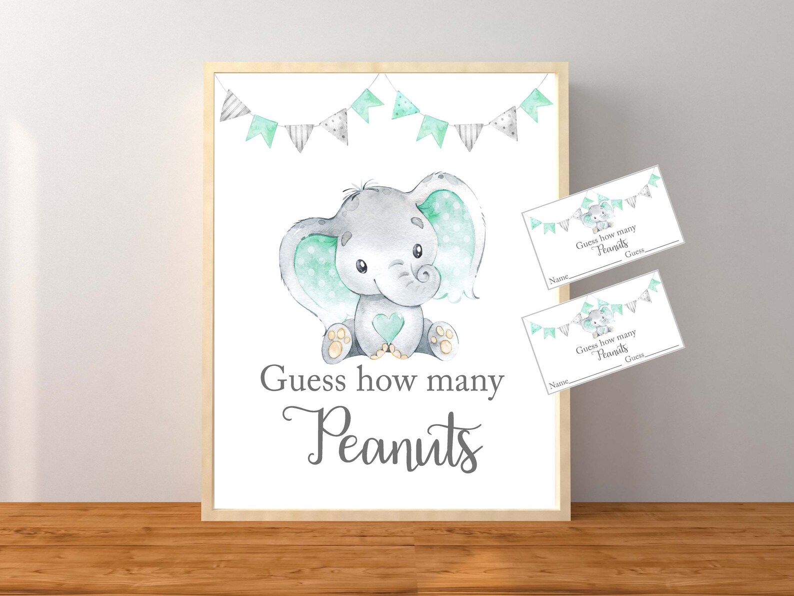 Guess How Many Peanuts Peanuts Baby Shower Game Mint Green | Etsy