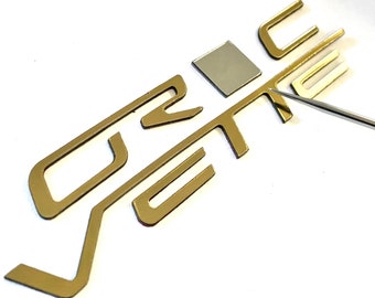 Gold Chrome Dashboard Letters Compatible With Cor_vette C6 2005-2013 Car Accessories ABS Plastic Inserts Not Decals